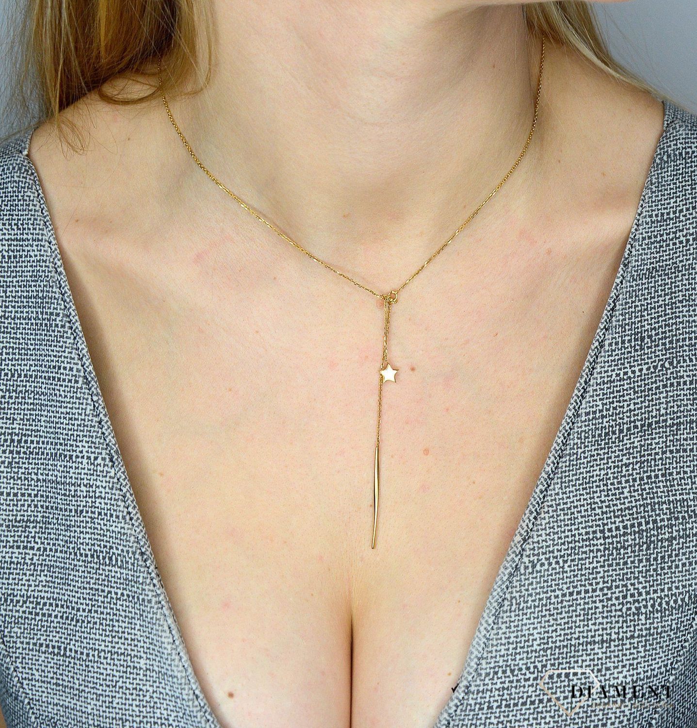 Złoty naszyjnik DALL'ACQUA GOLD łańcuszkowy z gwiazdką i patyczkiem C OZ 81.jpg